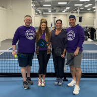 Arthur Ettinger, Chistina Shaw, Noelle and Michael Rogers (L. to R.) raise funds for Alzheimer's research through a friendly tournament at The Pickle Complex in Syosset.