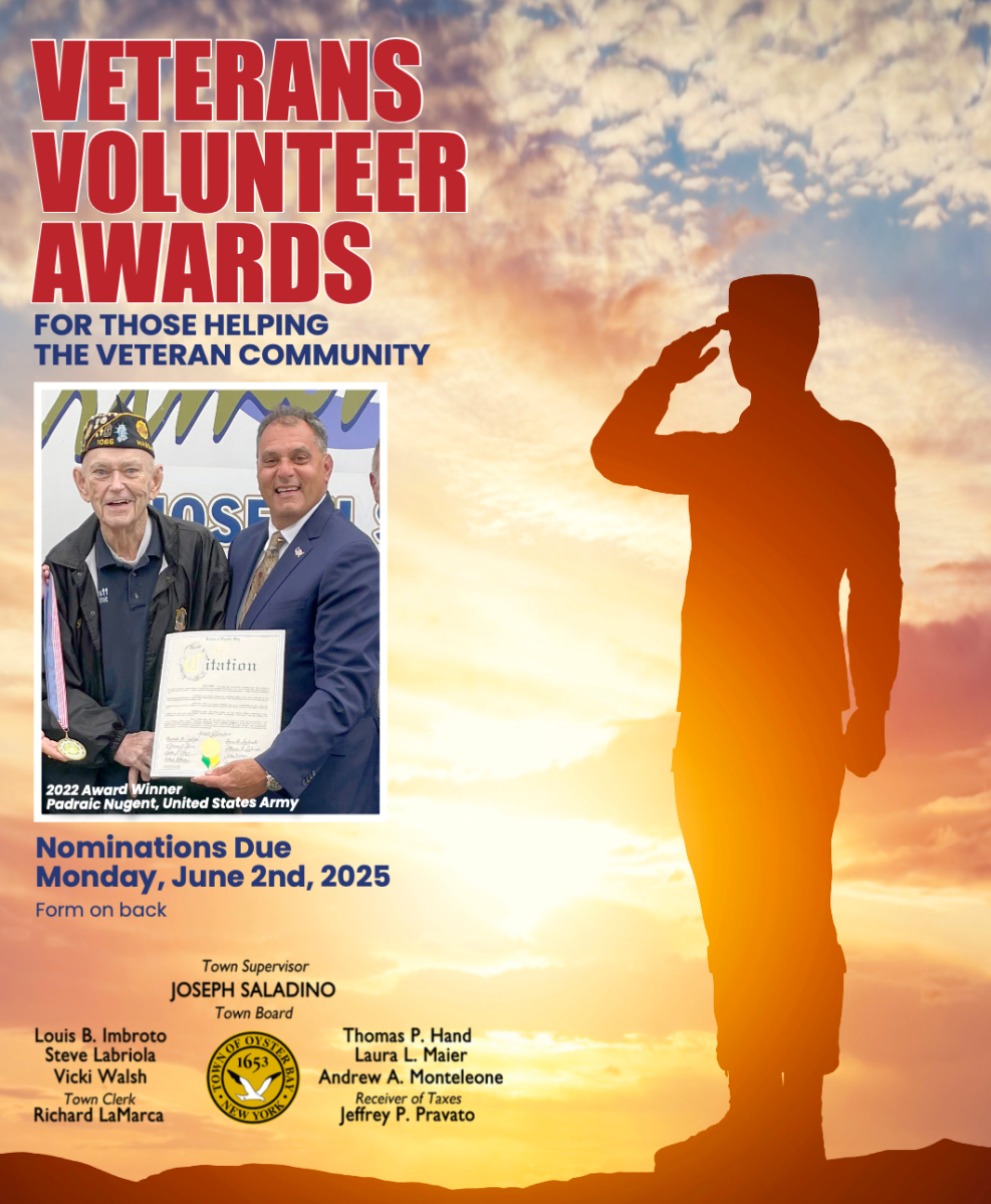 Town of Oyster Bay seeks nominations for Veterans Volunteer Awards