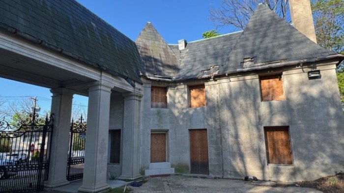 New limestone blocks were recently installed at the Mackay Estate Gate Lodge, the latest update in a years-long restoration effort.