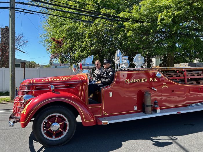 The Plainview Fire Department in the streets on Memorial Day