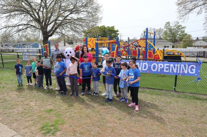 East Broadway Elementary School held a ribbon cutting for its new playground on April 25.