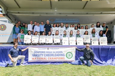 Seaford High School's varsity cheerleading team had its season celebrated with a parade.