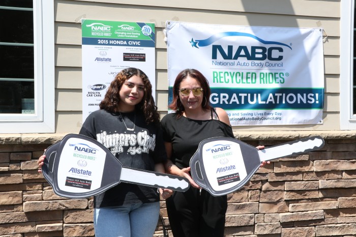 Roslyn mother, Melissa Romero, right, and her daughter received a fully refurbished car with help from Jericho Cares.