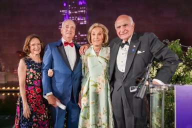 NYU Langone dean and CEO Dr. Robert I. Grossman (L.) with his wife Elisabeth, and board of trustees chair Kenneth G. Langone (R.) and his wife Elaine at the Violet Ball.