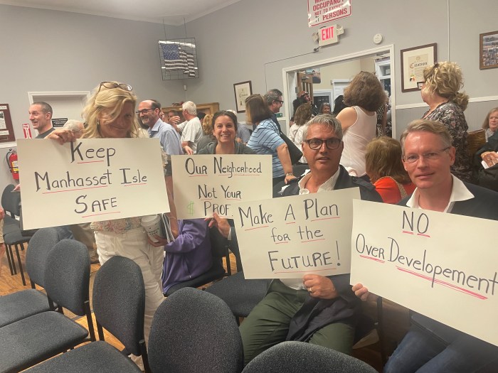 Manorhaven residents gathered at village hall to make their voices heard over opposed to a mixed-use development at 30 Sagamore Hill Dr.
