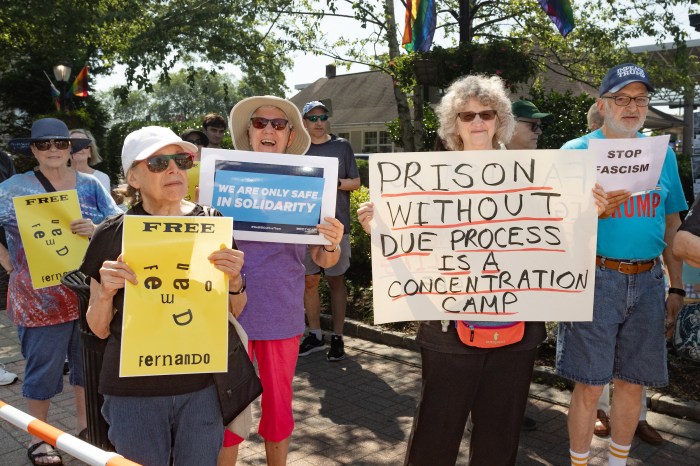Over 100 residents took to the Port Washington Long Island Rail Road station to protest Mejia's detainment.