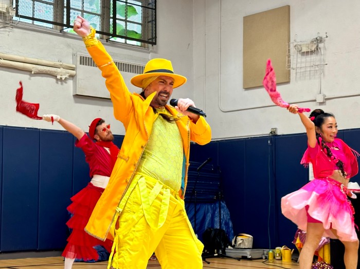 Singers and dancers from Sunshyne + the Foxx perform at Be The Rainbow' pride event in Port Washington.