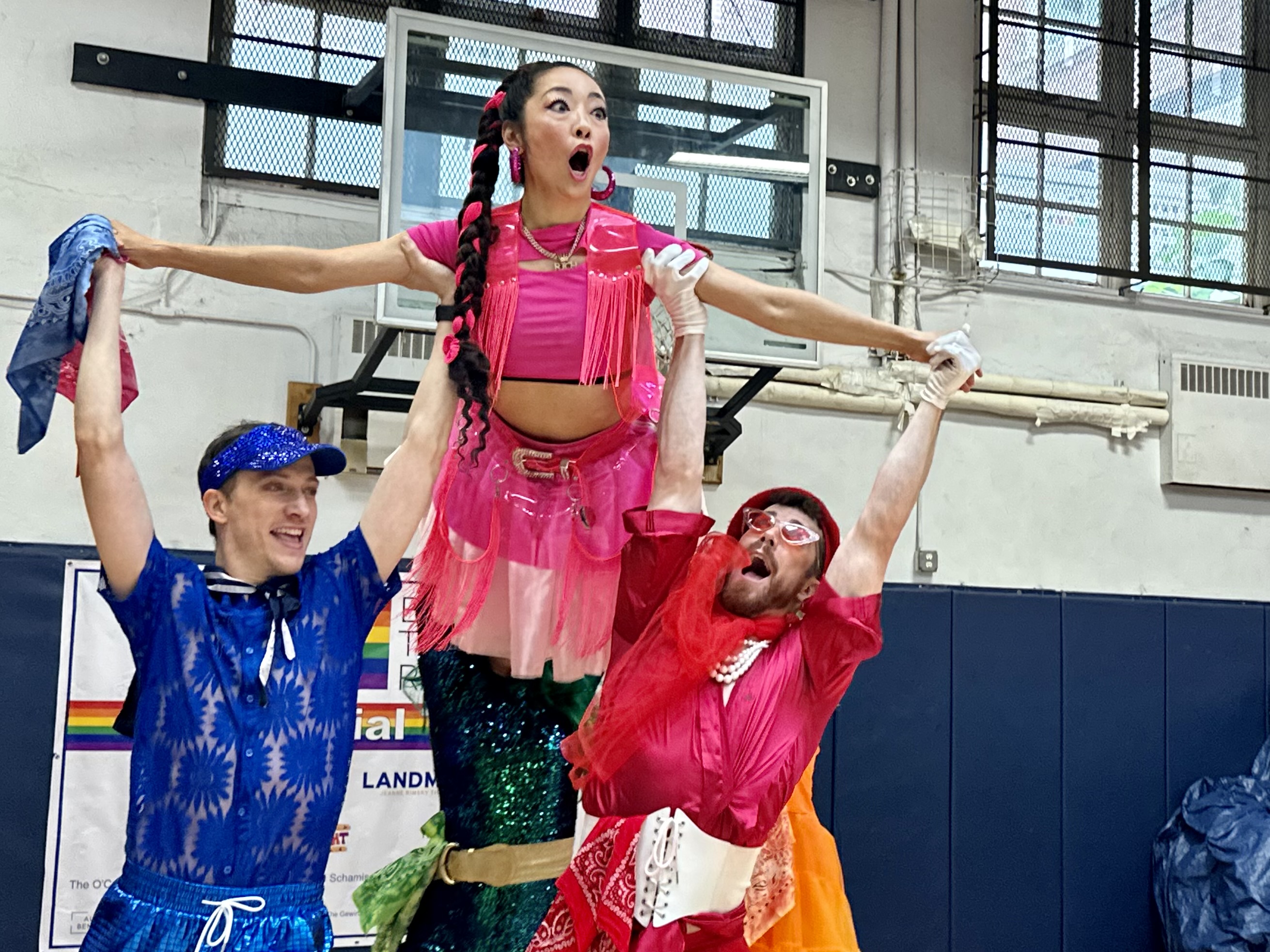 Sunshyne + the Foxx dancers perform at the Pride event.