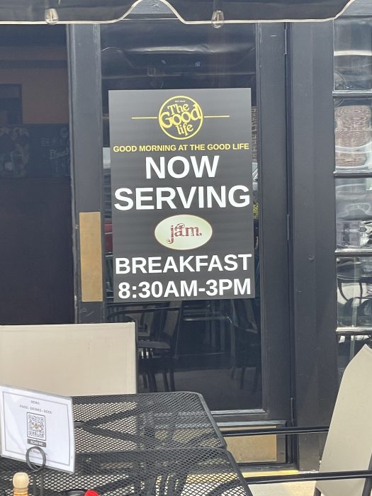 Jam's full breakfast menu is served daily at the new location.