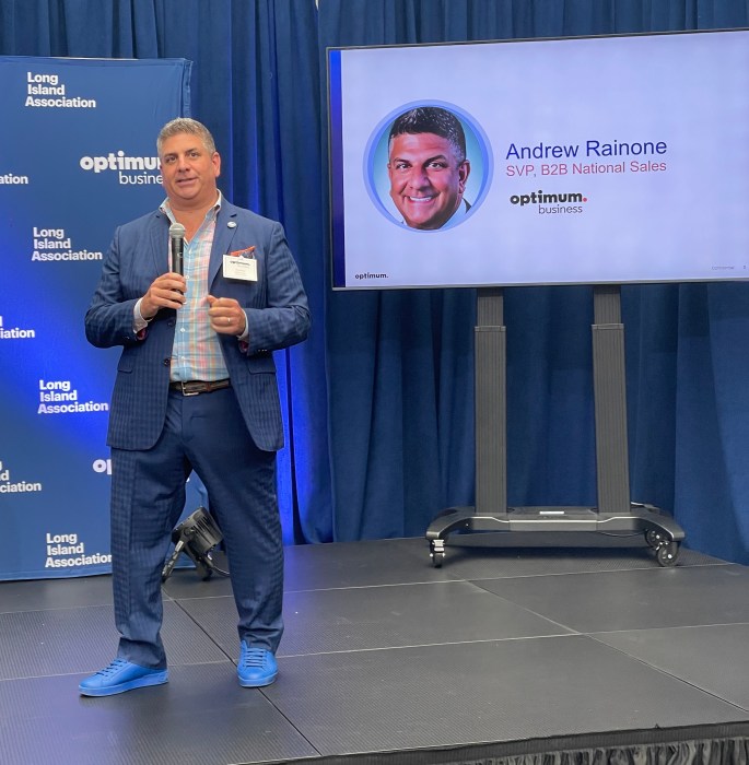 Andrew Rainone, the senior vice president of national sales at Optimum was one of several people to congratulate the grant winners.