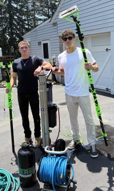 Schreiber High School students, Evan Mavashev and Vincent Cascio, created their own window cleaning business, ClearHaus.