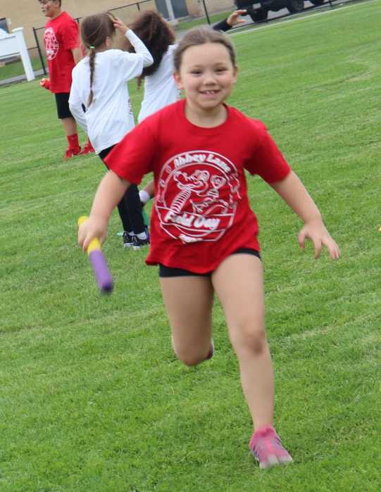 First grader Scarlett Daley participated in a relay race
