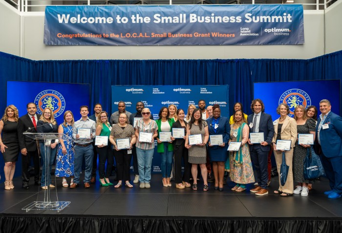 20 Nassau County small businesses received $5,000 grants at the Small Business Summit in Bethpage.