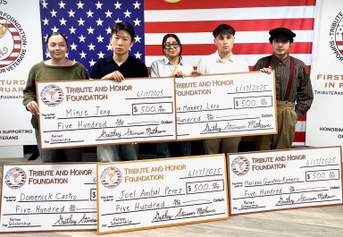 Five Paul D. Schreiber High School students received scholarships for pursing military service after high school.