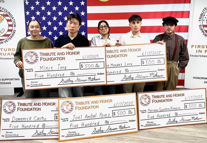 Five Paul D. Schreiber High School students received scholarships for pursing military service after high school.