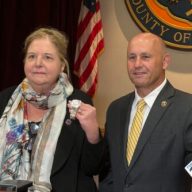 Nassau District Attorney Anne Donnelly (L.) and Nassau Police Commissioner Patrick Ryder announced a Dix Hills man allegedly conspired to have a hitman kidnap and murder a former business associate.