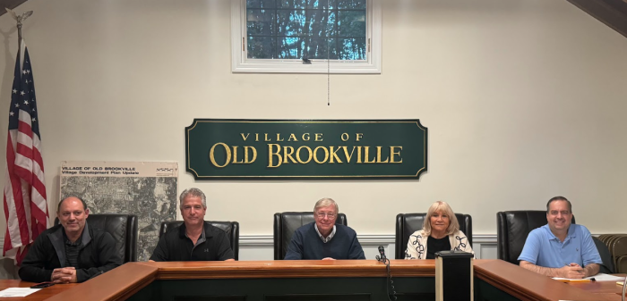 Old Brookville trustees Frank Vasilakis (Far L.) and John Gulluzzo (Far R.) are on the ballot for re-election this month.