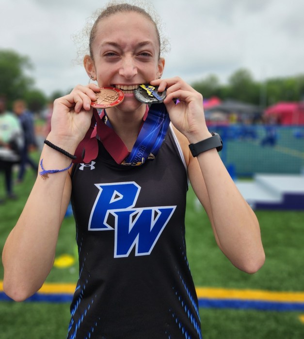 Bella Lucas, Port Washington senior, who finished 3rd in the pentathlon.