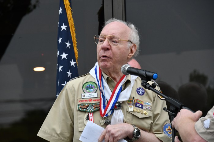 David Doucette spoke to roughly 75 attendees of the ceremony