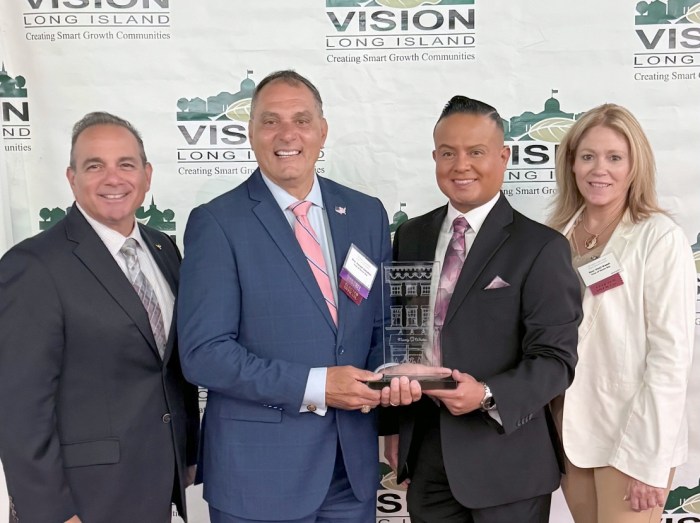 The Town of Oyster Bay was honored by Vision Long Island for downtown Hicksville's walkability.