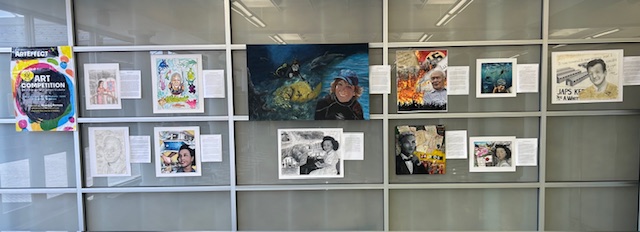 The student ARTEFFECT exhibition in the Jericho Middle School lobby.