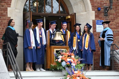 Manhasset High School seniors rang the bell three times at the 105th graduation commencement.