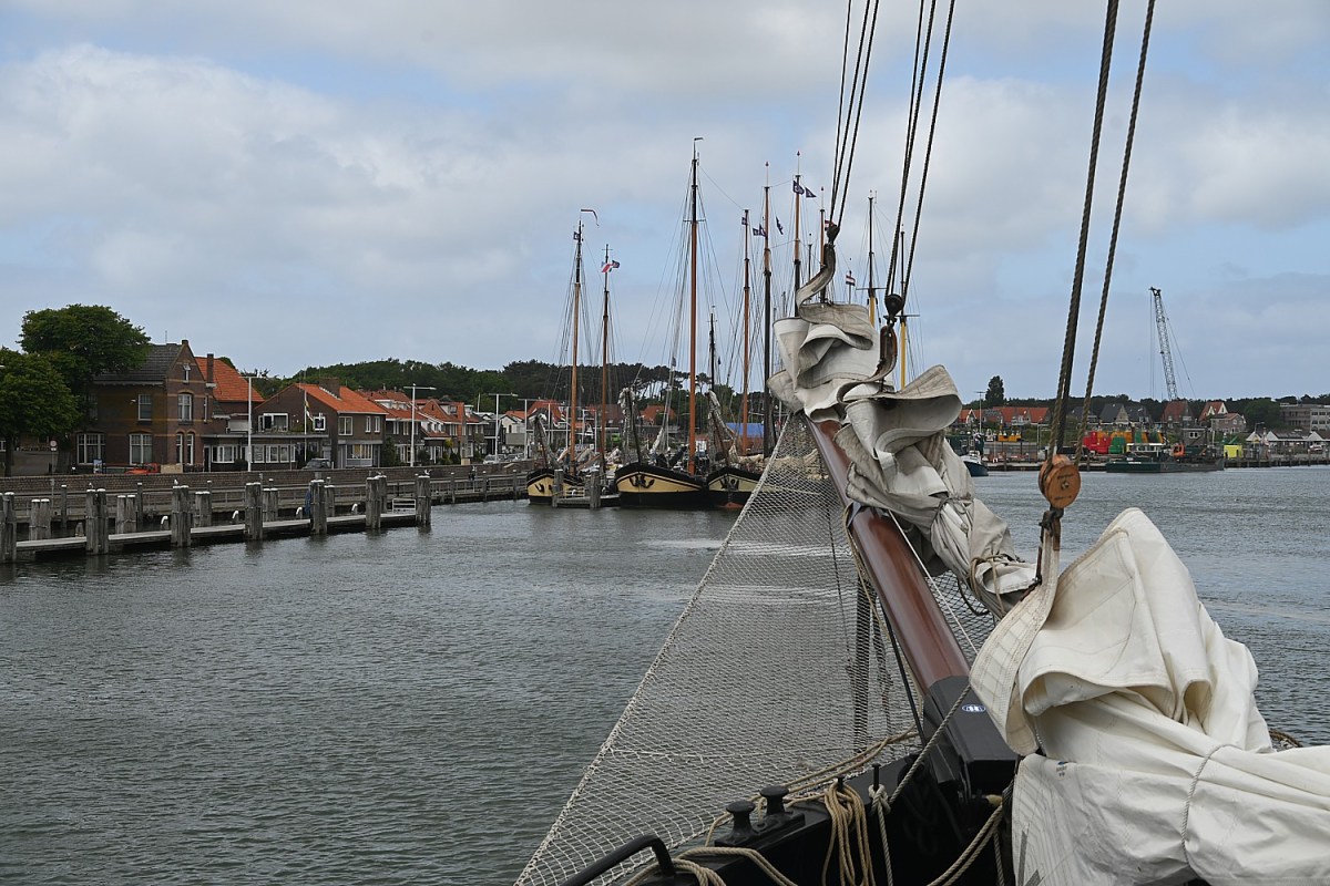 Sailing into Terschelling on our ship, Leafde fan Fryslân, on Day 4 of our Boat Bike Tours’ Islandhopping Netherlands bike tour © Karen Rubin/goingplacesfarandnear.com