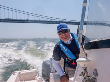 Cormac Murphy coached the WaterFront Center's Junior Big Boat team at this year's Around Long Island Regatta.