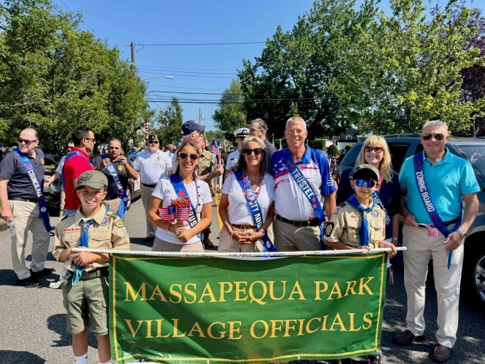 Officials from Massapequa Park marched in the parade.