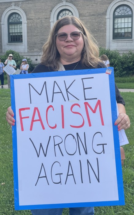 Alice Stein, a Levittown resident, joined the protest.