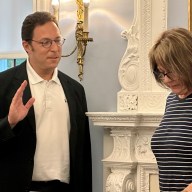 Grant Toch (L.) was sworn in again to serve as the Great Neck Board of Education president.