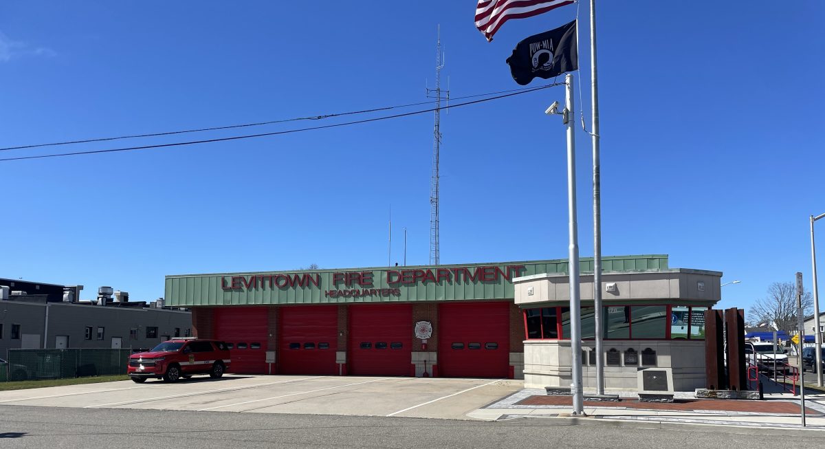 Six firefighters were treated for heat exhaustion after a fire in Levittown.