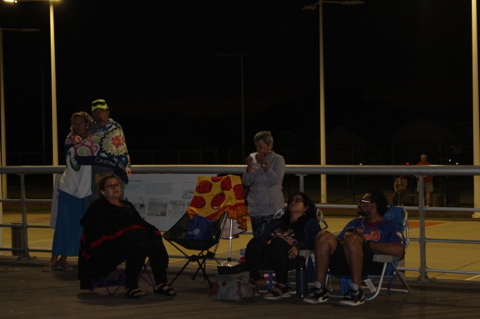 Families lined the boardwalk waiting for the show to start.