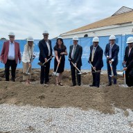 LIU and state officials break ground on new College of Science building.