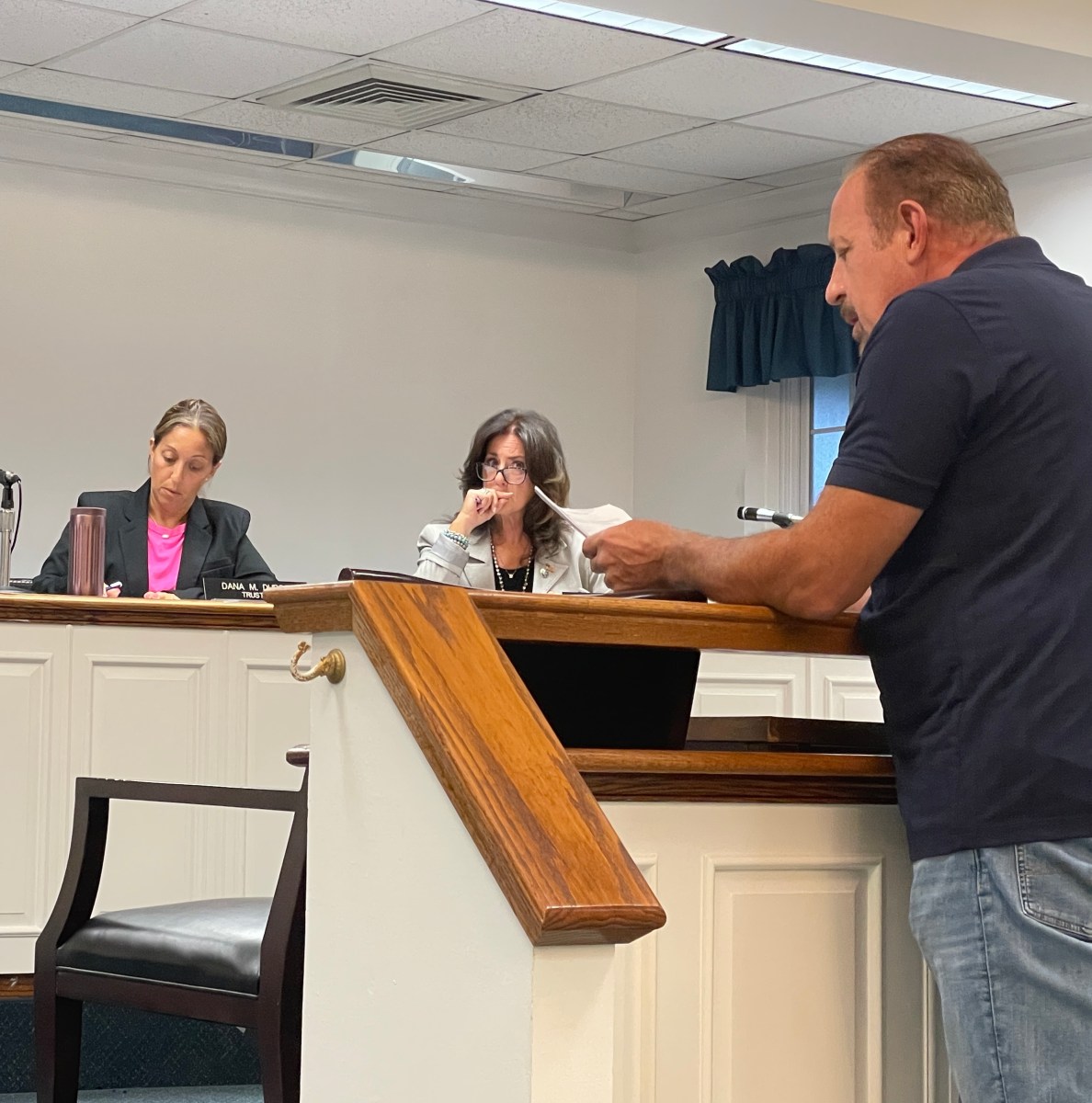 William Luther requested the Massapequa Park Village board to review its laws about business and quiet hours.
