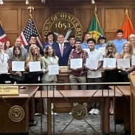 The Town of Oyster Bay gave certificates to each of its summer interns.