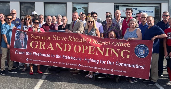 Members of the fifth state Senate district gathered for the opening of the new office.