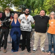 Fabio Pimentel, Westbury Arts Executive Director Tiffany Blair, Johnny Bliss, Gabriel Zhuin and Westbury Arts President Julie Lyon