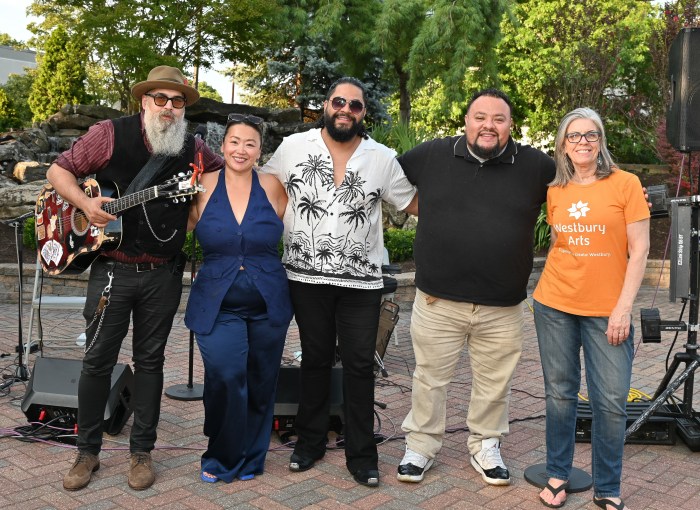 Fabio Pimentel, Westbury Arts Executive Director Tiffany Blair, Johnny Bliss, Gabriel Zhuin and Westbury Arts President Julie Lyon