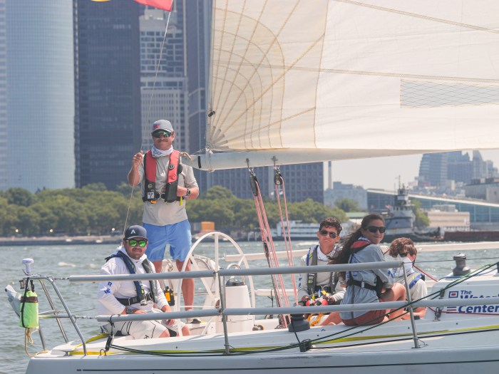 Junior sailers Olivia and Isabella Silvestrini, Dylan Longobardi, and Rowan Shenoy competed for the first time in the Around Long Island Regatta.