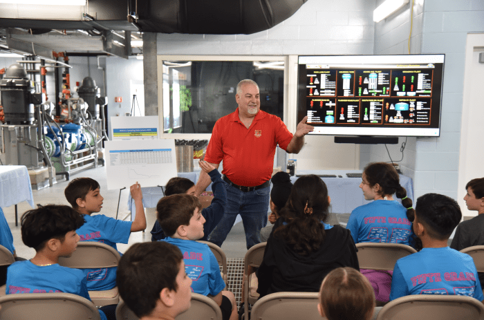 Bethpage Water District Superintendent Michael J. Boufis presented students the water treatment process.