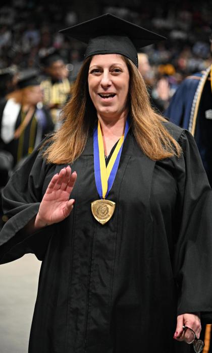 Laura Gallagher was honored for working at SUNY Old Westbury for over three decades. 