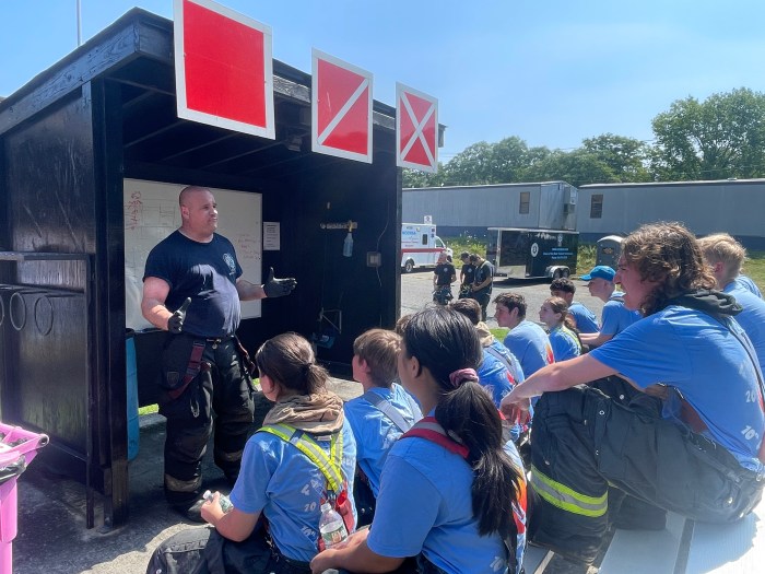Nassau County Fire Service Academy junior firefighters performed demonstrations.