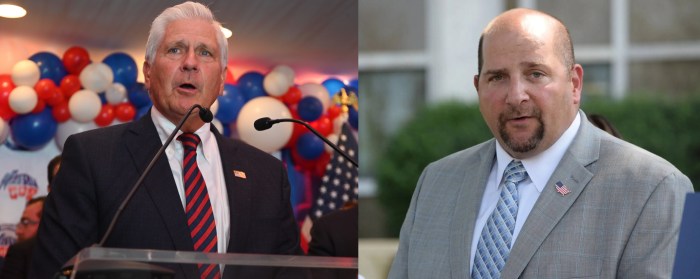 Nassau County Executive Bruce Blakeman (L.) has raised more campaign funds than his competitor Legislator Seth Koslow (R.).
