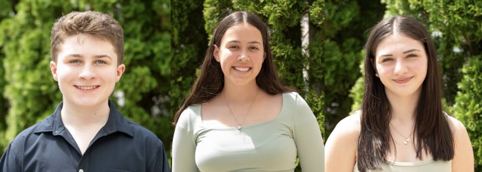 Jack Kelly, Rose Sullivan and Stella Fraser (L. to R.) receive scholarships from the Joel Foundation to complete Long Island High School of the Arts' Summer Arts Academy.