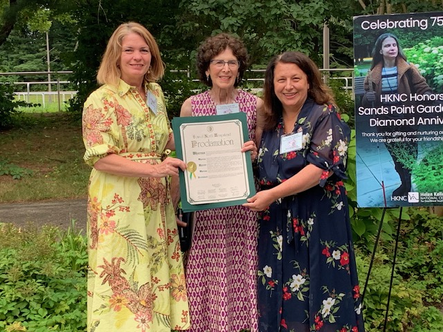 (L. to R.) Town Supervisor Jennifer DeSena, Sands Point Garden Club President Fern Cohen and Town Council Member Mariann Dalimonte celebrated 75 years of the Sands Point Garden Club.
