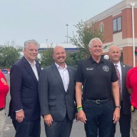 Peter King, Andrew Garbarino, Bruce Blakeman and Patrick Ryder visited the Nassau County Police Department training village after a "Terror Tuesday" briefing.