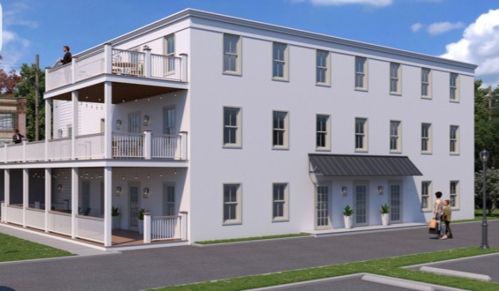 The former Poco Loco site in Roslyn is being redeveloped into a mixed-use building with retail space and six apartments, nearly a decade after a fire closed the restaurant.