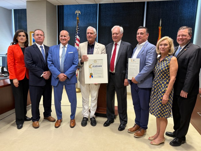 Nassau County Executive Bruce Blakeman applauded the Sullivan Papain Block McGrath Coffinas & Cannavo P.C. law firm 25 years after one of the largest settlements in U.S. history.