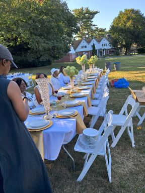 The Church of the Advent had over 100 people on its front lawn for its all-white party.